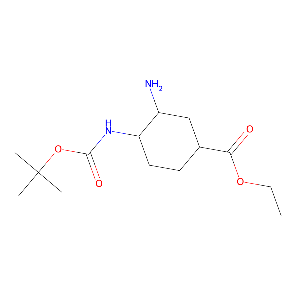 (1R,3R,4S)-3-Amino-4-(Boc-amino)cyclohexane-carboxylic acid ethyl ester molecular structure, CAS 1392745-41-3