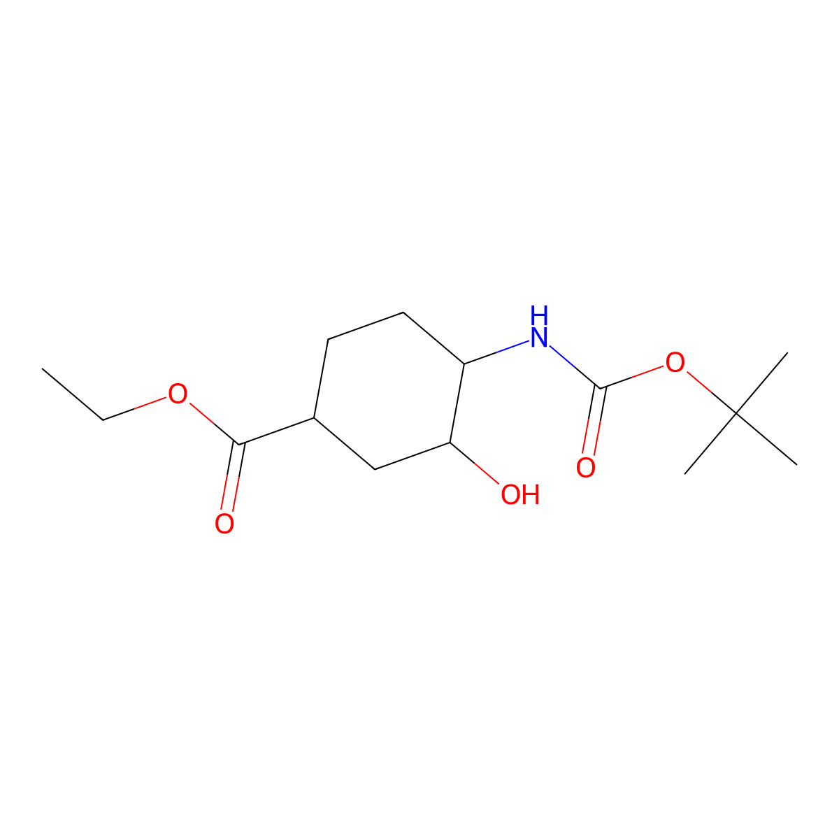 ethyl (1S,3R,4R)-4-{[(tert-butoxy)carbonyl]amino}-3-hydroxycyclohexane-1-carboxylate molecular structure, CAS 1392745-47-9