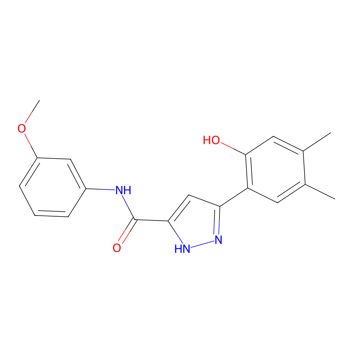 5-(2-Hydroxy-4,5-dimethylphenyl)-N-(3-methoxyphenyl)-1H-pyrazole-3-carboxamide molecular structure, CAS 1392745-69-5