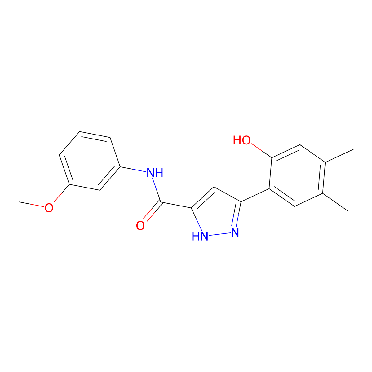 5-(2-Hydroxy-4,5-dimethylphenyl)-N-(3-methoxyphenyl)-1H-pyrazole-3-carboxamide molecular structure, CAS 1392745-69-5