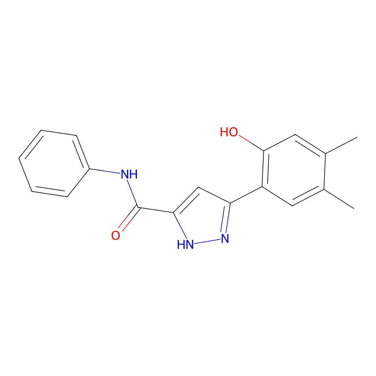 [3-(2-hydroxy-4,5-dimethylphenyl)pyrazol-5-yl]-N-benzamide molecular structure, CAS 1392745-84-4