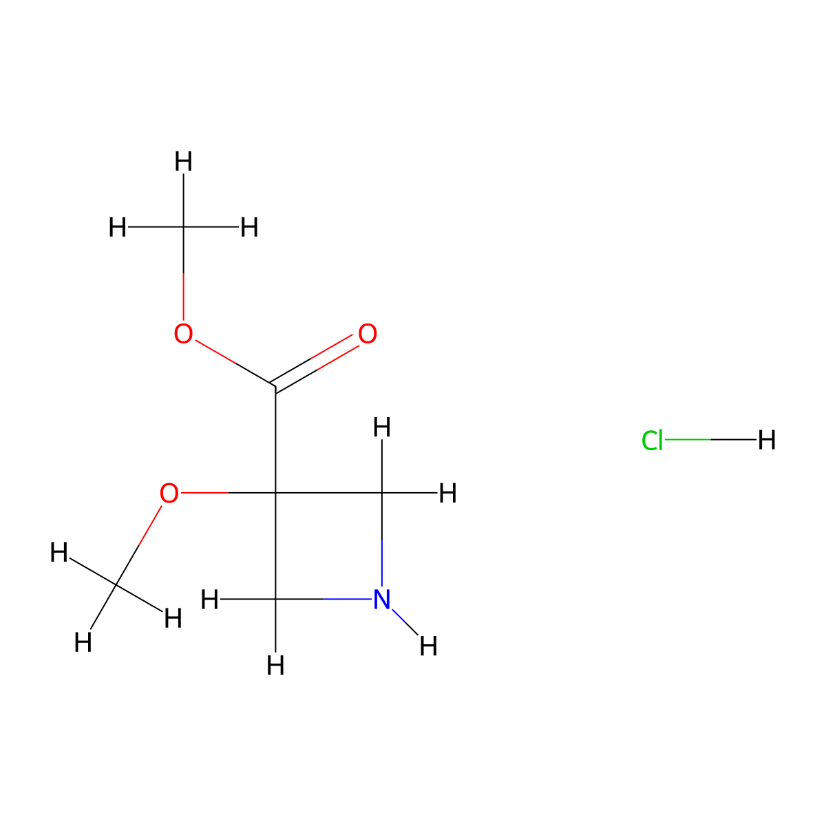 Methyl 3-methoxyazetidine-3-carboxylate hydrochloride molecular structure, CAS 1392803-11-0