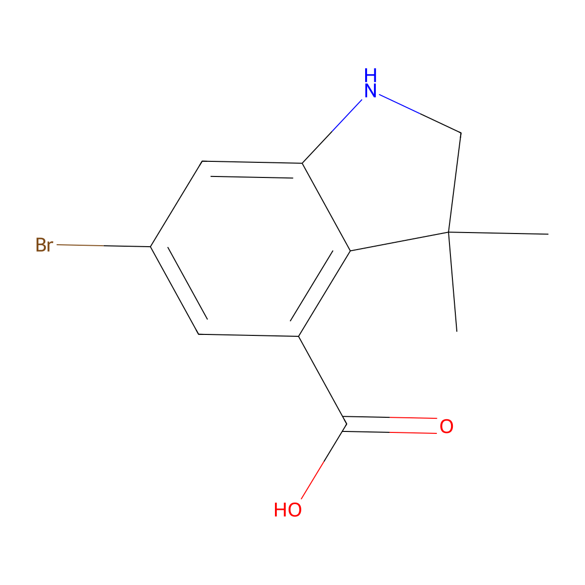 6-Bromo-3,3-dimethyl-2,3-dihydro-1H-indole-4-carboxylic acid molecular structure, CAS 1392803-44-9