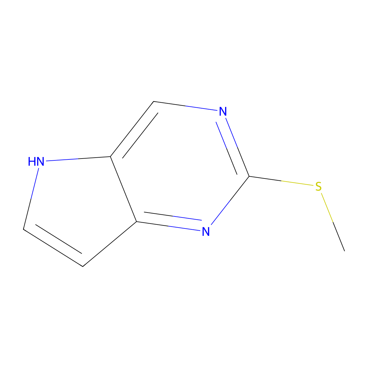 2-(methylsulfanyl)-5H-pyrrolo[3,2-d]pyrimidine molecular structure, CAS 1392803-67-6