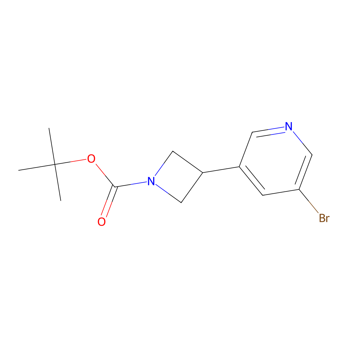 Tert-butyl 3-(5-bromopyridin-3-yl)azetidine-1-carboxylate molecular structure, CAS 1392803-79-0