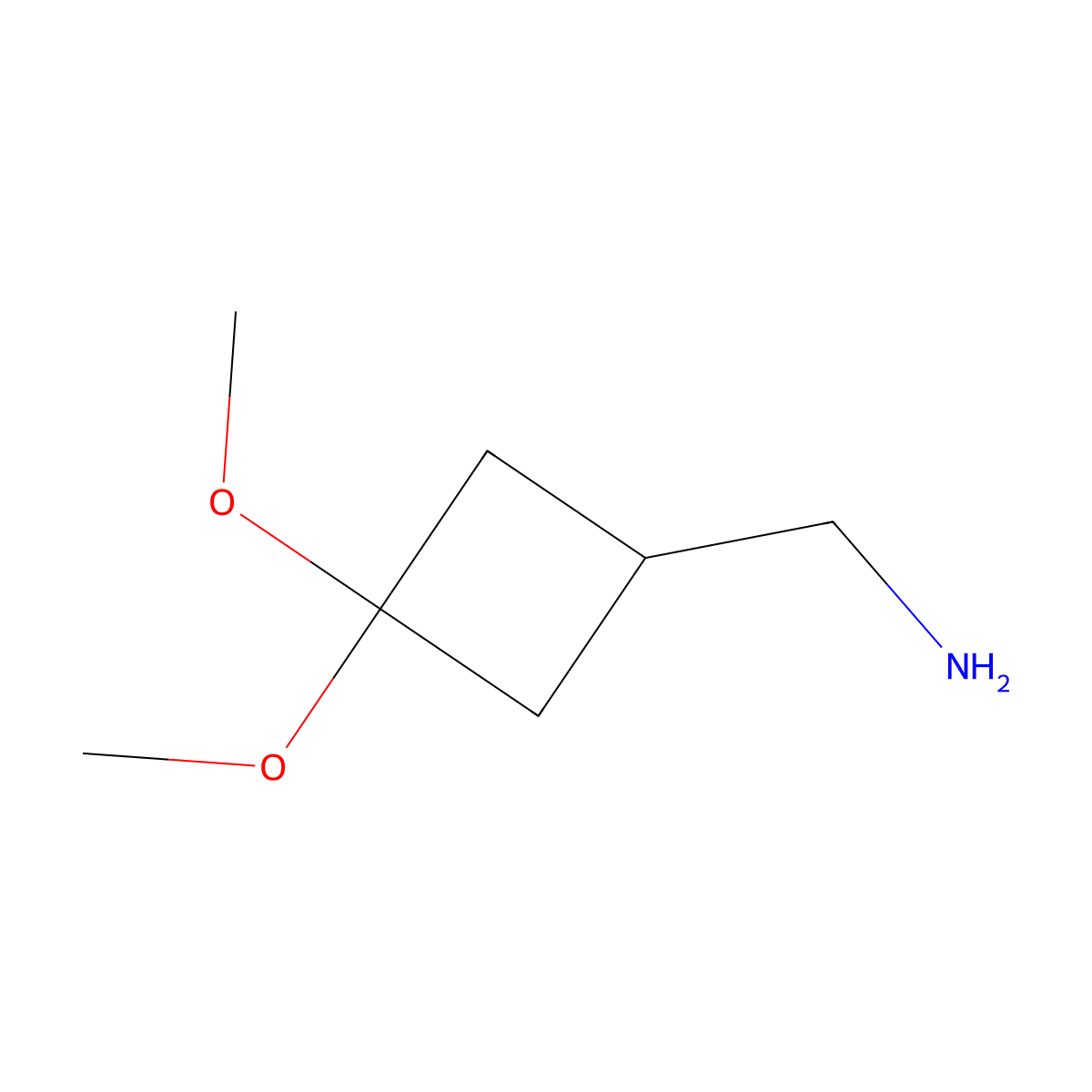 Cyclobutanemethanamine, 3,3-dimethoxy- molecular structure, CAS 1392803-86-9