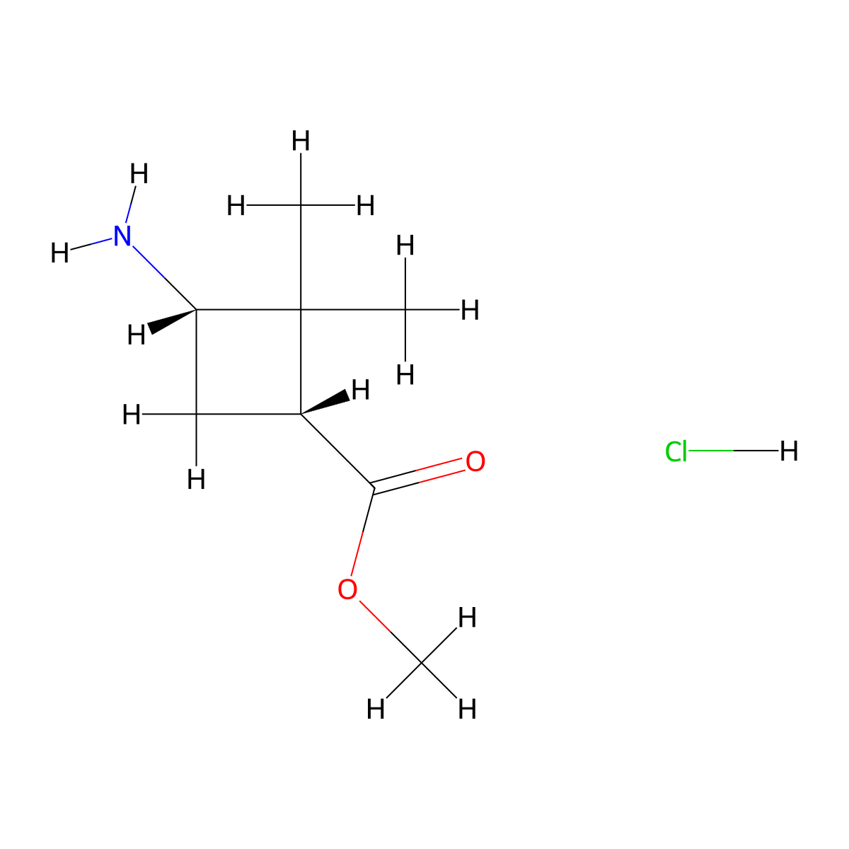 cis-Methyl 3-amino-2,2-dimethylcyclobutanecarboxylate hydrochloride molecular structure, CAS 1392804-16-8