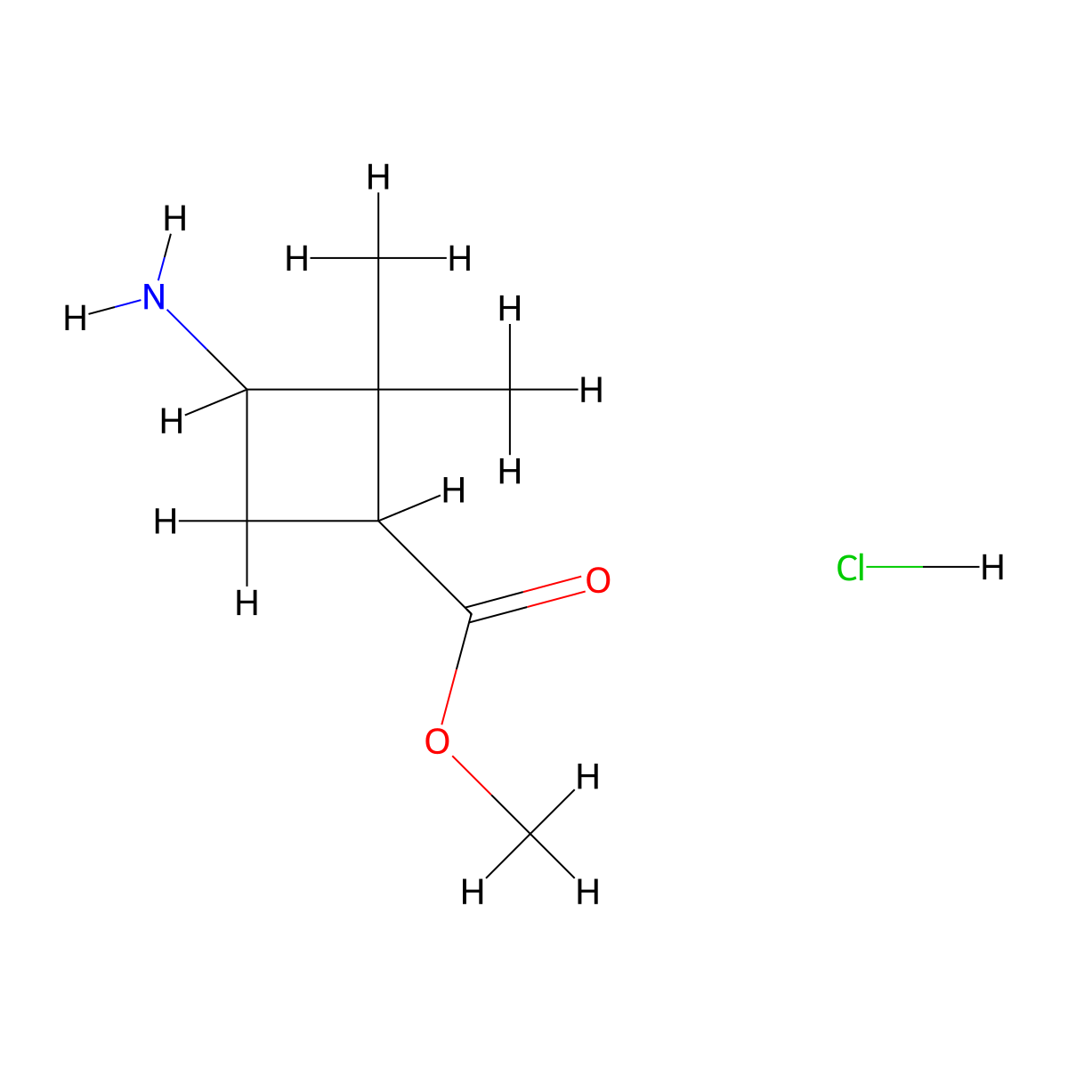 Methyl 3-amino-2,2-dimethylcyclobutanecarboxylate hydrochloride molecular structure, CAS 1392804-34-0
