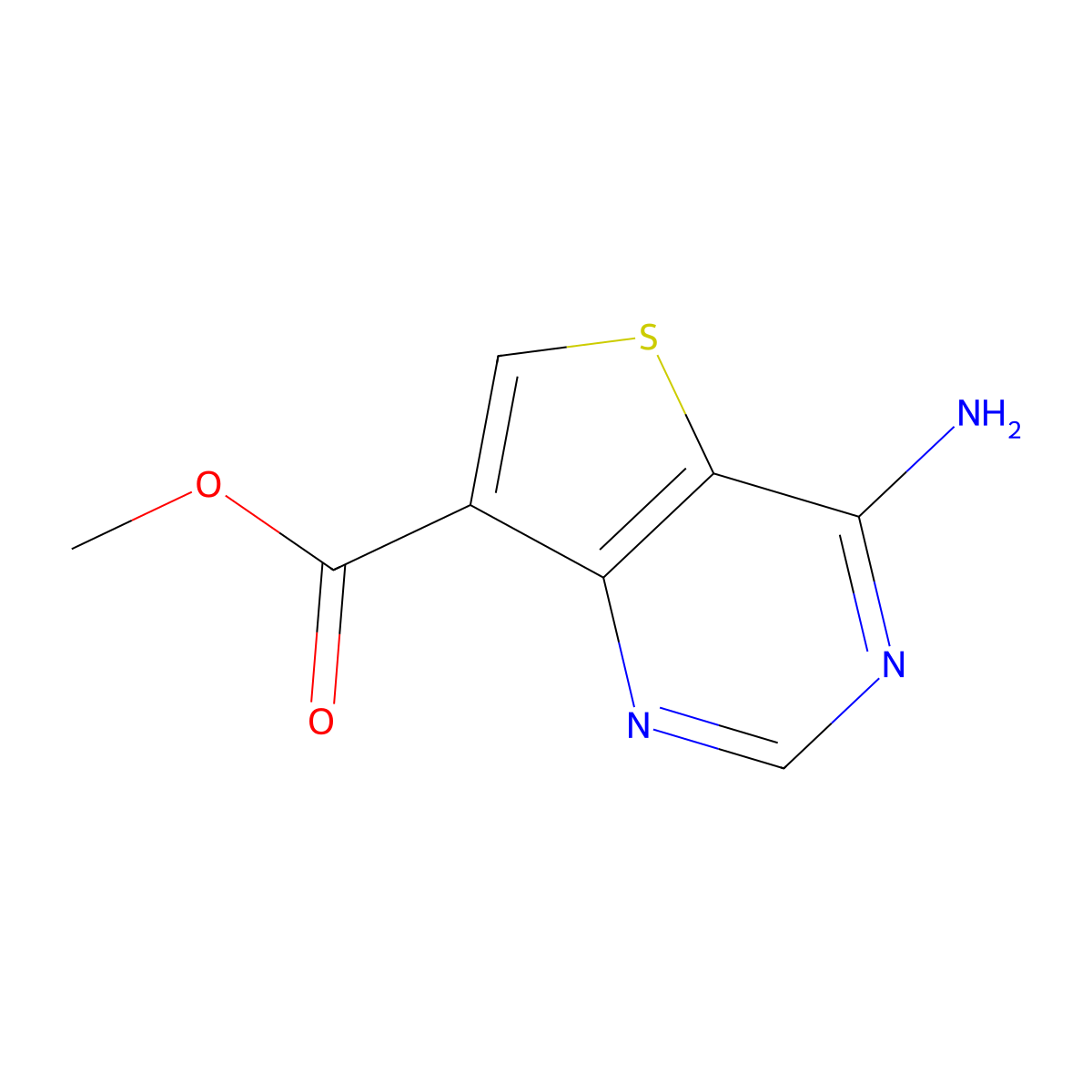Methyl 4-aminothieno[3,2-d]pyrimidine-7-carboxylate molecular structure, CAS 1392804-53-3