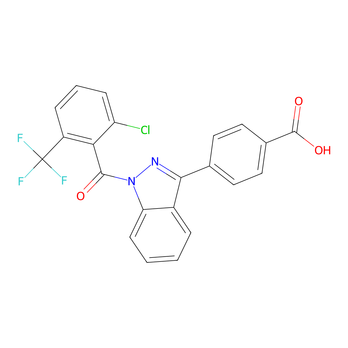 4-{1-[2-Chloro-6-(Trifluoromethyl)benzoyl]-1h-Indazol-3-Yl}benzoic Acid molecular structure, CAS 1392809-08-3
