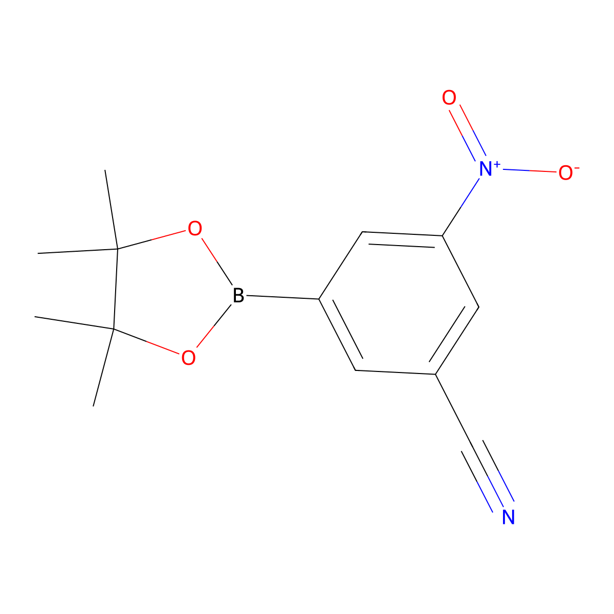 3-Nitro-5-(tetramethyl-1,3,2-dioxaborolan-2-yl)benzonitrile molecular structure, CAS 1392812-18-8
