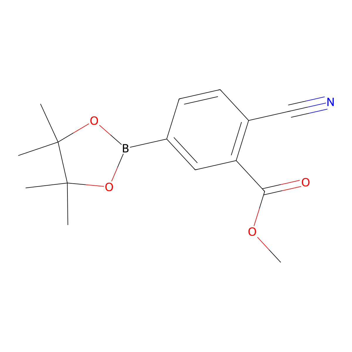 Methyl 2-cyano-5-(4,4,5,5-tetramethyl-1,3,2-dioxaborolan-2-yl)benzoate molecular structure, CAS 1392814-34-4