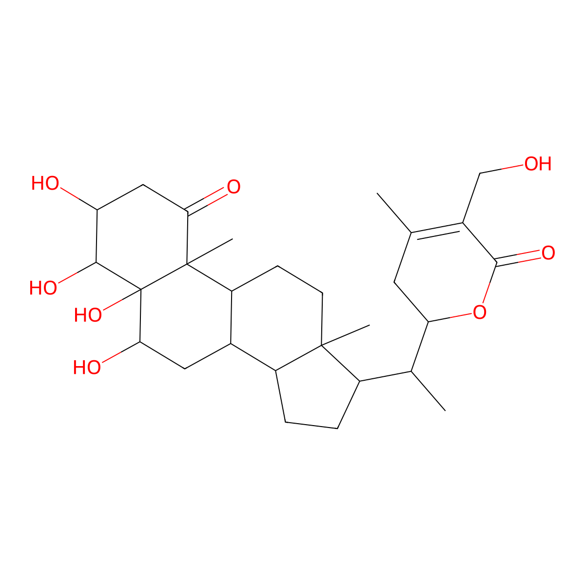 (2R)-5-(hydroxymethyl)-4-methyl-2-[(1S)-1-[(3S,4S,5R,6R,8S,9S,10R,13S,14S,17R)-3,4,5,6-tetrahydroxy-10,13-dimethyl-1-oxo-3,4,6,7,8,9,11,12,14,15,16,17-dodecahydro-2H-cyclopenta[a]phenanthren-17-yl]ethyl]-2,3-dihydropyran-6-one molecular structure, CAS 1392819-95-2