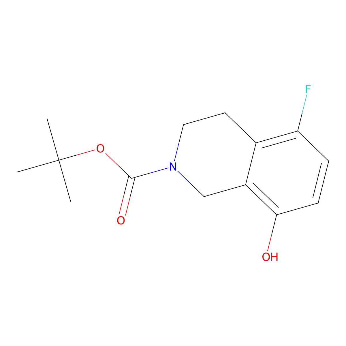 Tert-butyl 5-fluoro-8-hydroxy-1,2,3,4-tetrahydroisoquinoline-2-carboxylate molecular structure, CAS 1392821-71-4