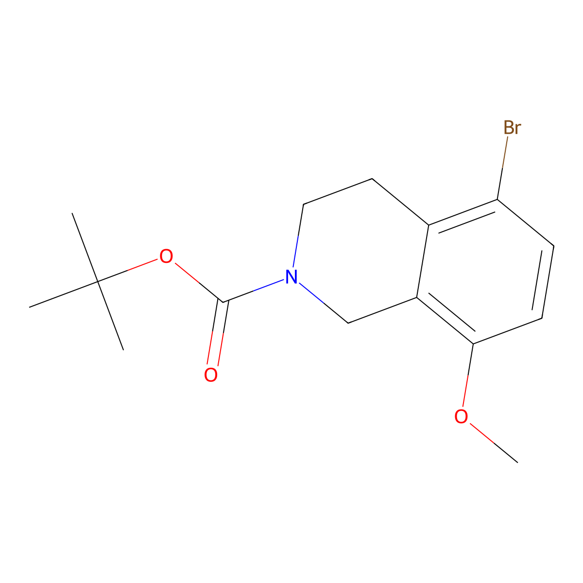 Tert-butyl 5-bromo-8-methoxy-1,2,3,4-tetrahydroisoquinoline-2-carboxylate molecular structure, CAS 1392821-80-5
