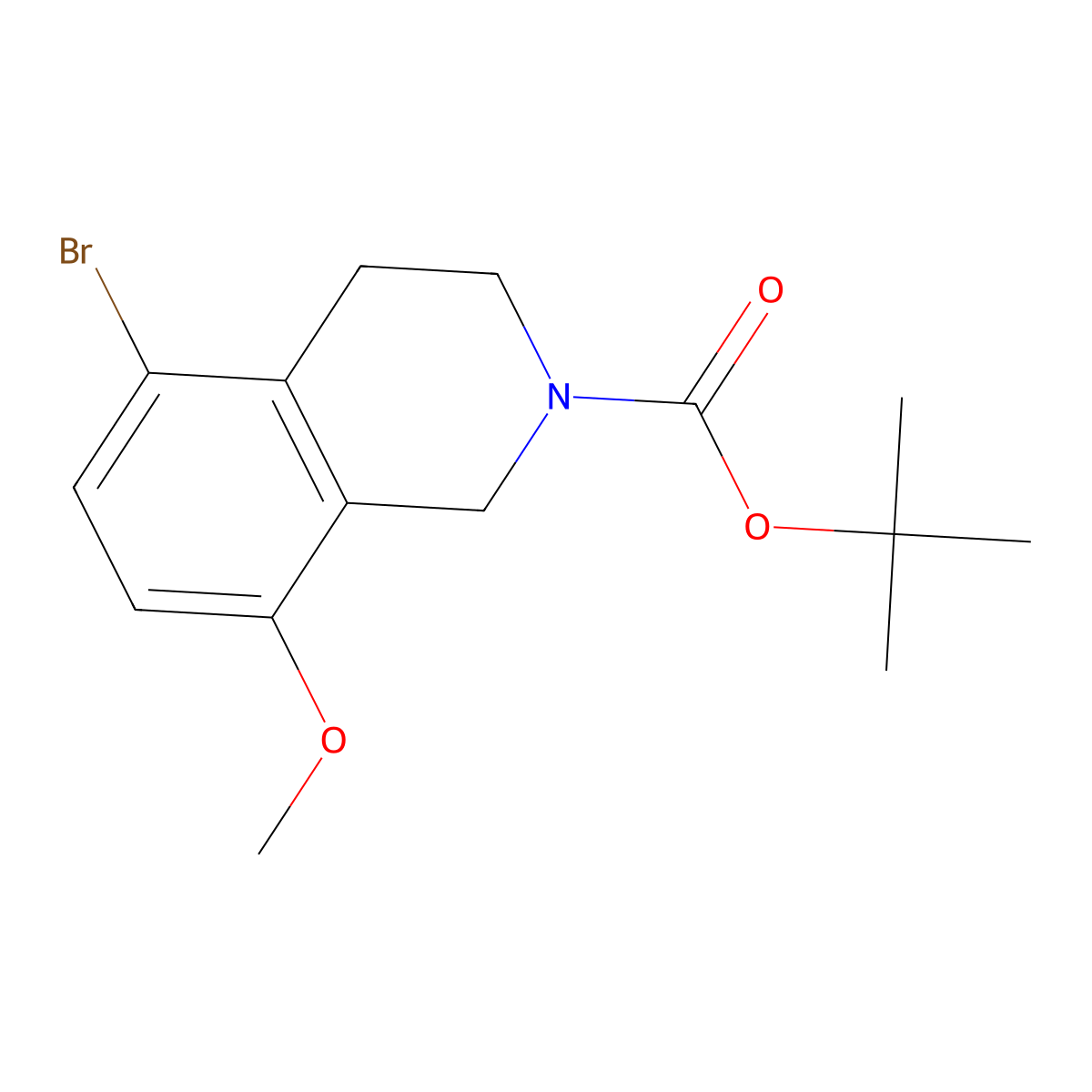 Tert-butyl 5-bromo-8-methoxy-1,2,3,4-tetrahydroisoquinoline-2-carboxylate molecular structure, CAS 1392821-80-5
