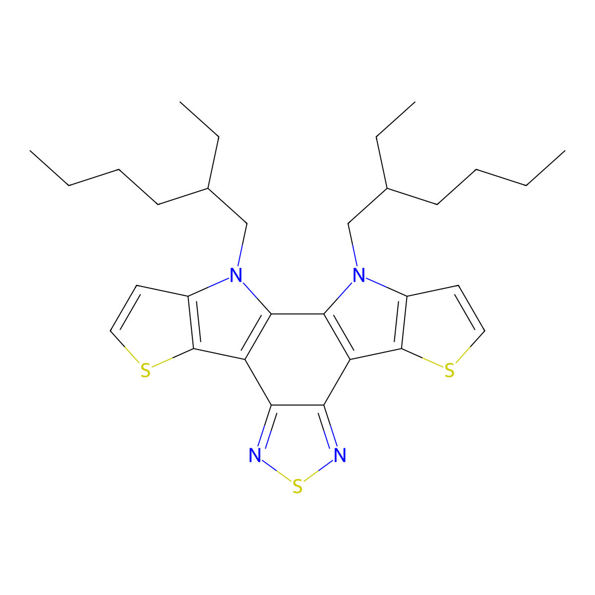 10,11-Bis(2-ethylhexyl)-10,11-dihydro-[1,2,5]thiadiazolo[3,4-e]thieno[2',3':4,5]pyrrolo[3,2-g]thieno[3,2-b]indole molecular structure, CAS 1392832-45-9