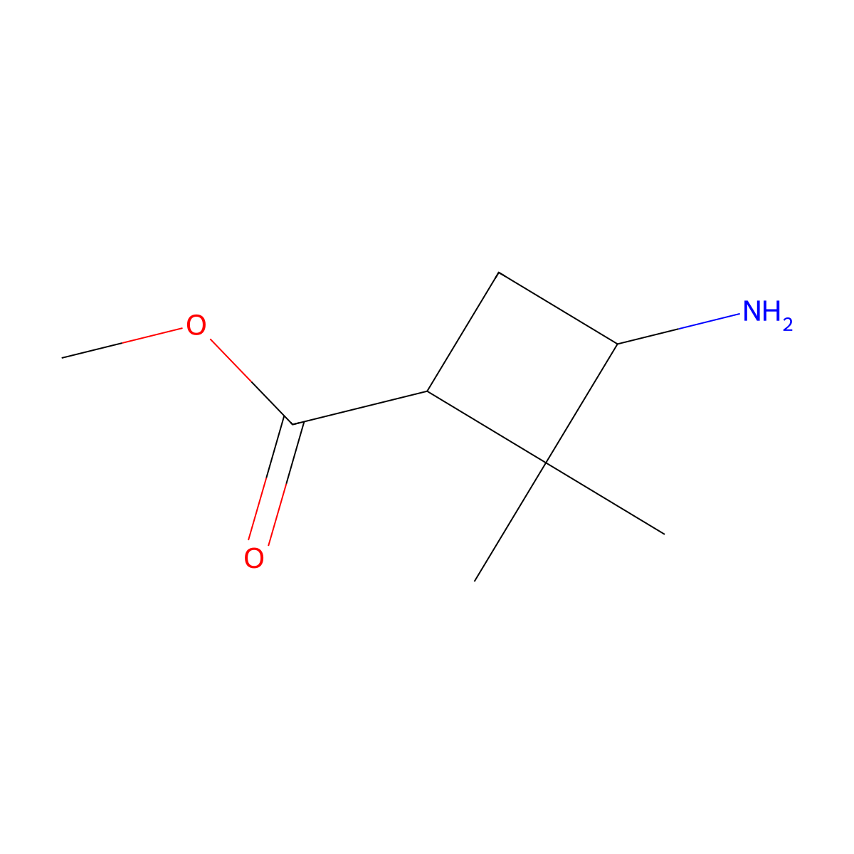 Methyl (1R,3S)-3-amino-2,2-dimethylcyclobutane-1-carboxylate molecular structure, CAS 1392879-22-9
