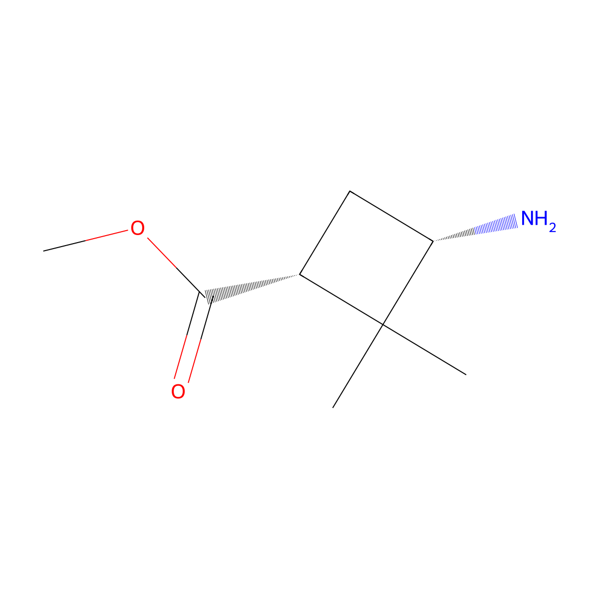 Methyl (1R,3S)-3-amino-2,2-dimethylcyclobutane-1-carboxylate molecular structure, CAS 1392879-22-9