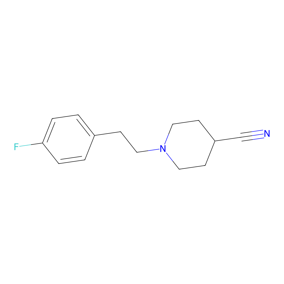 1-[2-(4-Fluorophenyl)ethyl]piperidine-4-carbonitrile molecular structure, CAS 139290-67-8