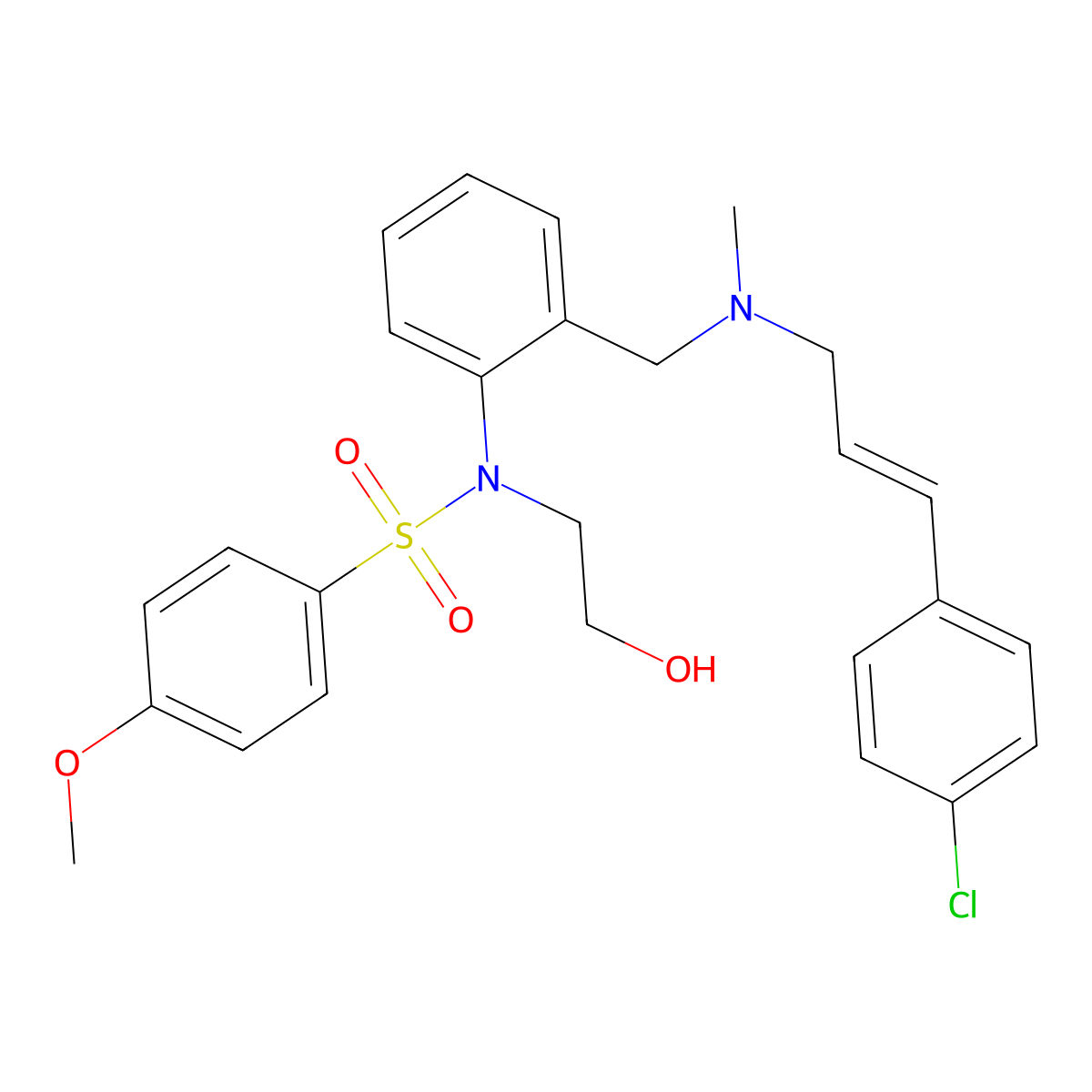 N-(2-(((3-(4-Chlorophenyl)-2-propen-1-yl)methylamino)methyl)phenyl)-N-(2-hydroxyethyl)-4-methoxybenzenesulfonamide molecular structure, CAS 139298-40-1