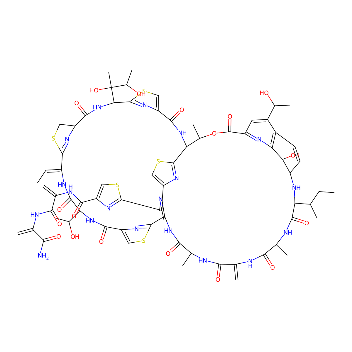 Thiostrepton molecular structure, CAS 1393-48-2