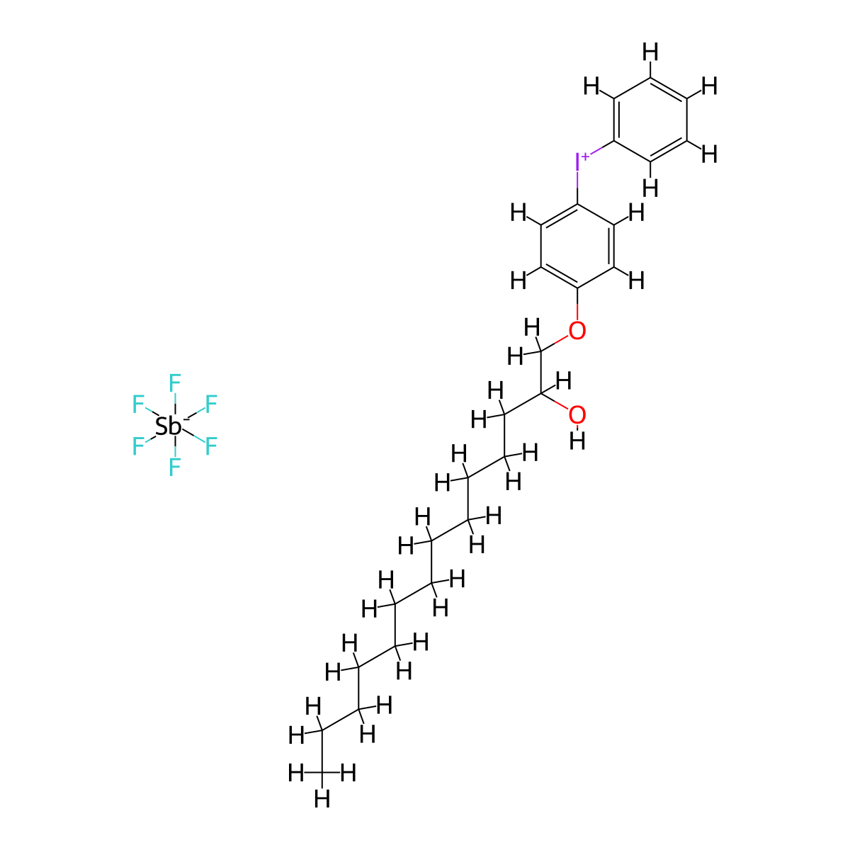 Iodonium, [4-[(2-hydroxytetradecyl)oxy]phenyl]phenyl-, (OC-6-11)-hexafluoroantimonate(1-) (1:1) molecular structure, CAS 139301-16-9