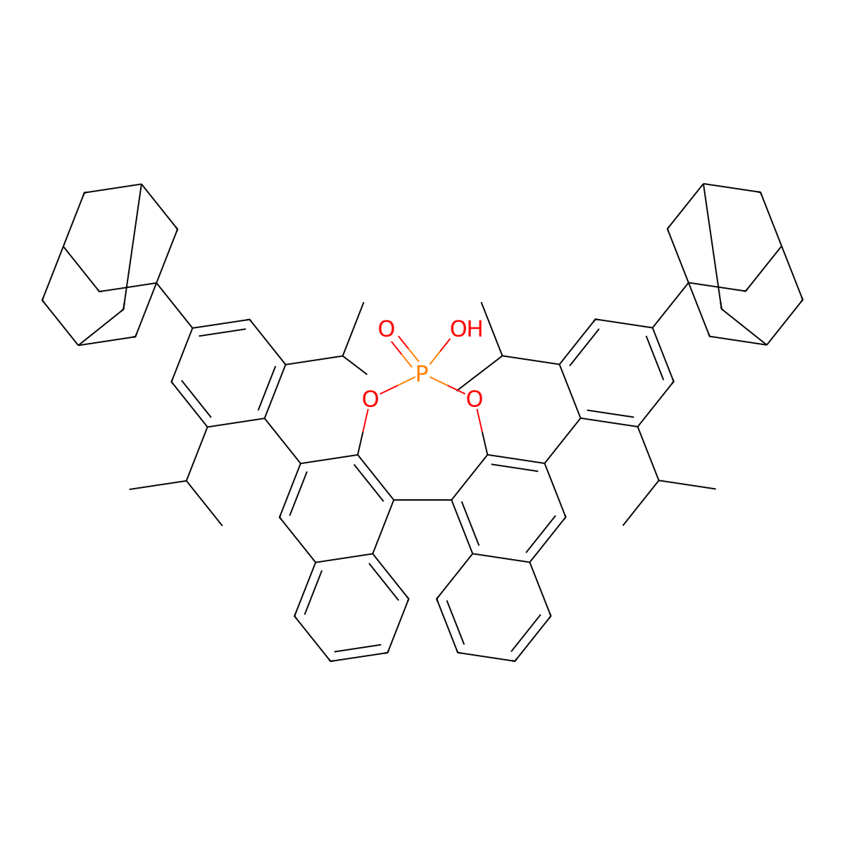 (11bR)-2,6-Bis(4-(adamantan-1-yl)-2,6-diisopropylphenyl)-4-hydroxydinaphtho[2,1-d:1',2'-f][1,3,2]dioxaphosphepine 4-oxide molecular structure, CAS 1393089-51-4