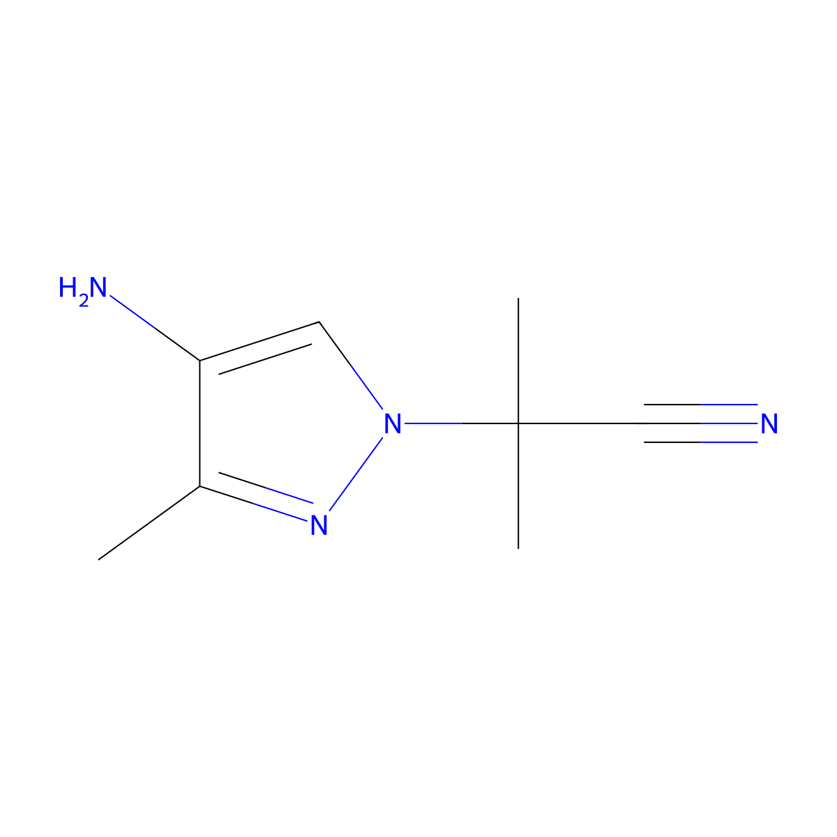 2-(4-Amino-3-methyl-pyrazol-1-yl)-2-methyl-propanenitrile molecular structure, CAS 1393100-52-1