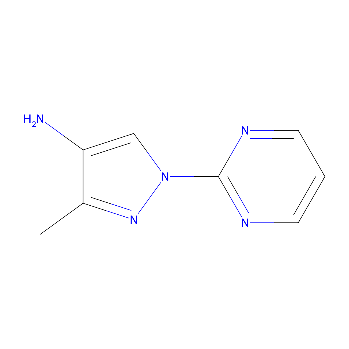 3-Methyl-1-(pyrimidin-2-yl)-1h-pyrazol-4-amine molecular structure, CAS 1393100-64-5