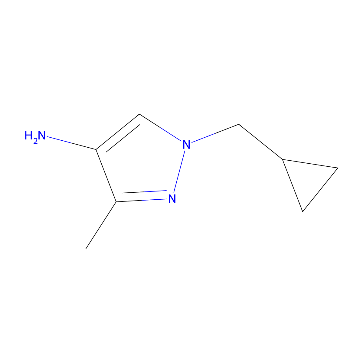 1-(Cyclopropylmethyl)-3-methyl-1h-pyrazol-4-amine molecular structure, CAS 1393100-74-7