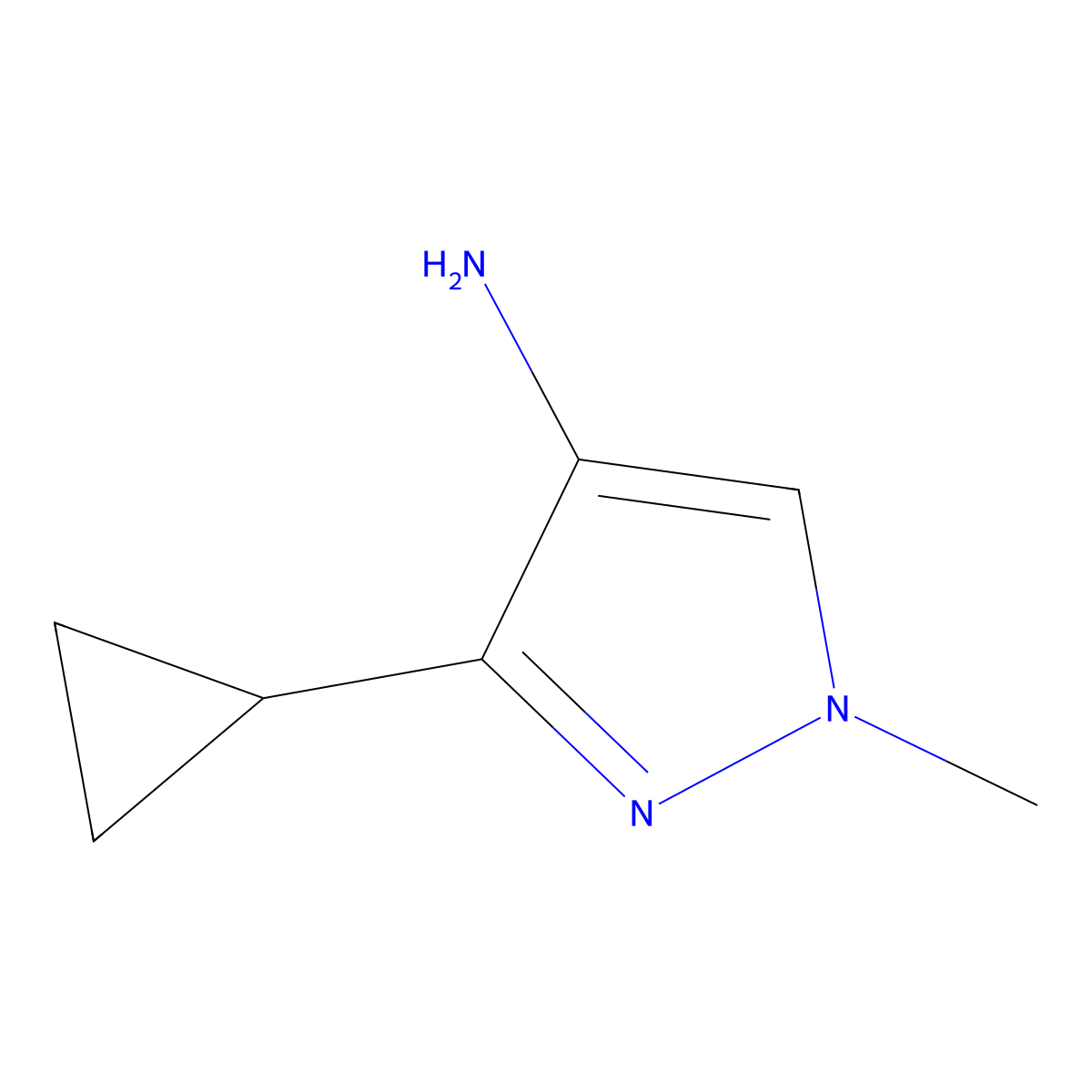 3-cyclopropyl-1-methyl-1H-pyrazol-4-amine molecular structure, CAS 1393100-81-6