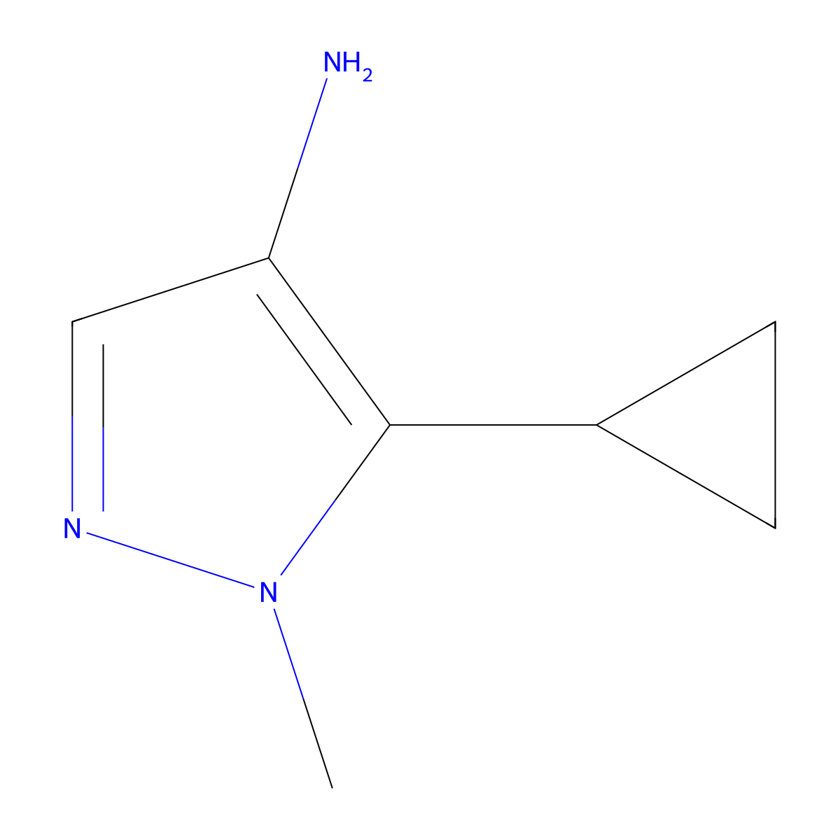 5-cyclopropyl-1-methyl-1H-pyrazol-4-amine molecular structure, CAS 1393100-83-8