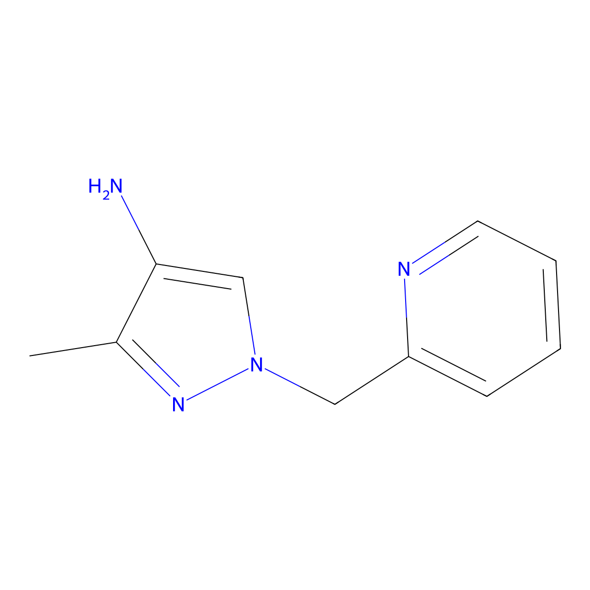 3-Methyl-1-(pyridin-2-ylmethyl)-1h-pyrazol-4-amine molecular structure, CAS 1393101-09-1