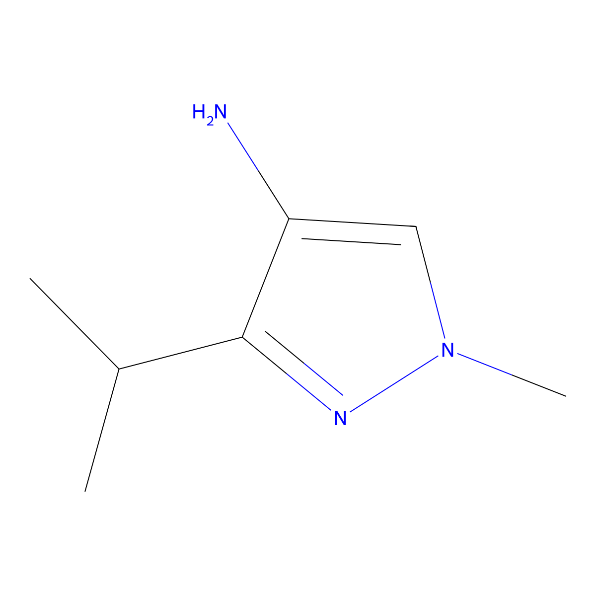 1-methyl-3-(propan-2-yl)-1H-pyrazol-4-amine molecular structure, CAS 1393101-17-1