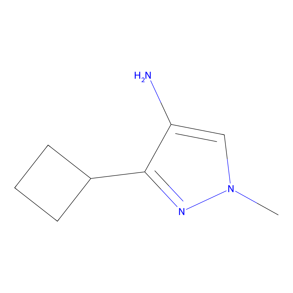 3-Cyclobutyl-1-methyl-1H-pyrazol-4-amine molecular structure, CAS 1393101-18-2