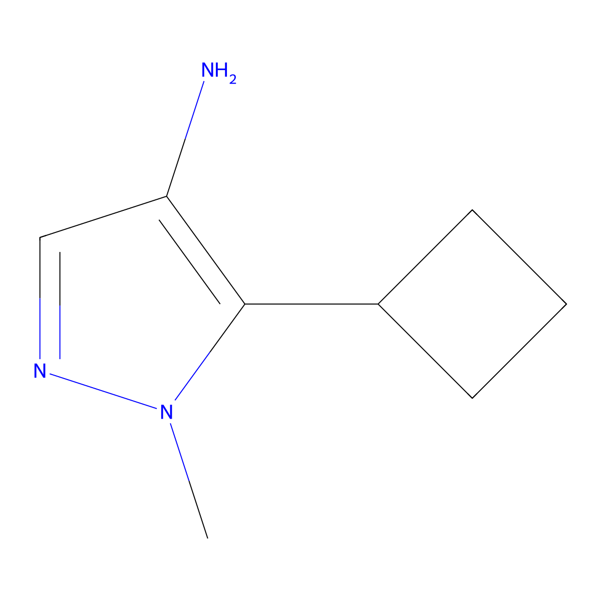 5-Cyclobutyl-1-methyl-1H-pyrazol-4-amine molecular structure, CAS 1393101-19-3