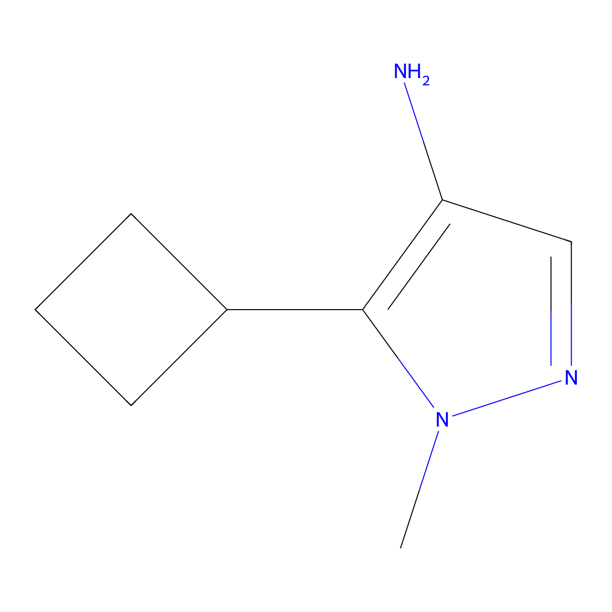 5-Cyclobutyl-1-methyl-1H-pyrazol-4-amine molecular structure, CAS 1393101-19-3