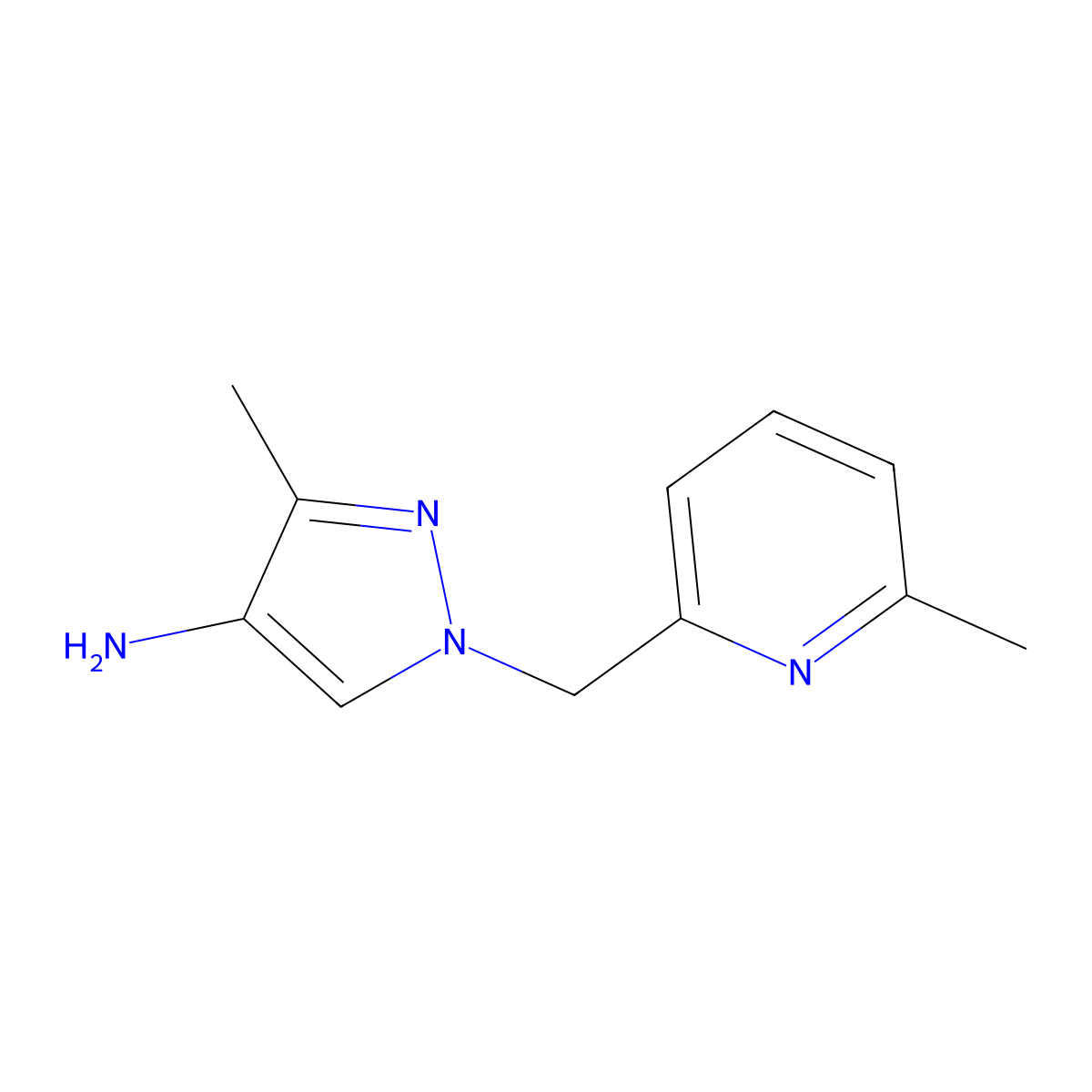 3-Methyl-1-((6-methylpyridin-2-yl)methyl)-1h-pyrazol-4-amine molecular structure, CAS 1393101-39-7