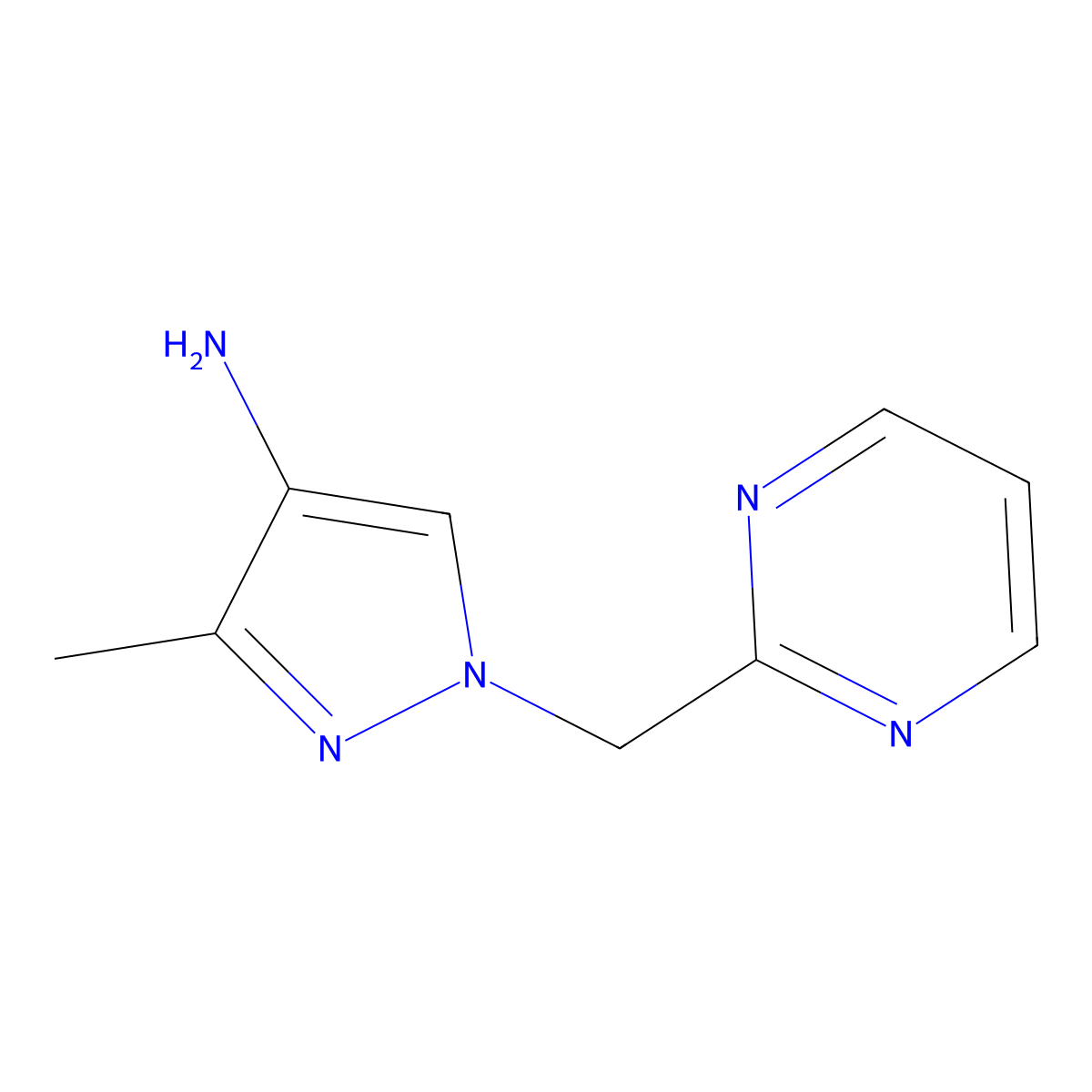 3-Methyl-1-(pyrimidin-2-ylmethyl)-1h-pyrazol-4-amine molecular structure, CAS 1393101-44-4