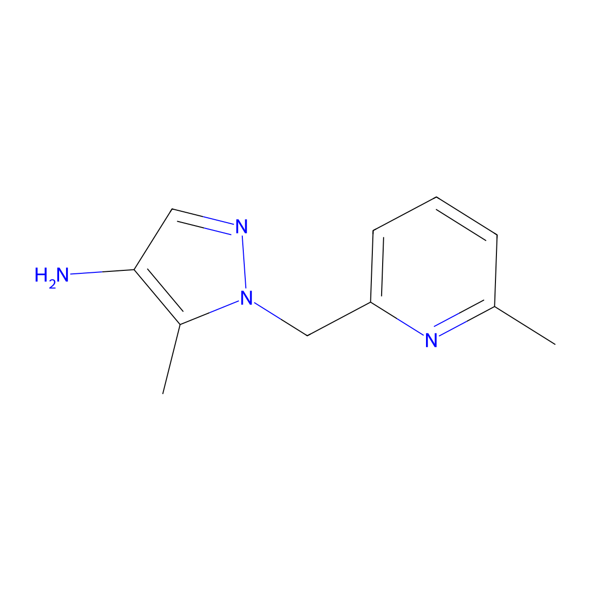 5-Methyl-1-((6-methylpyridin-2-yl)methyl)-1h-pyrazol-4-amine molecular structure, CAS 1393101-54-6