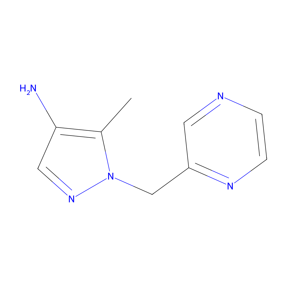 5-Methyl-1-(pyrazin-2-ylmethyl)-1h-pyrazol-4-amine molecular structure, CAS 1393101-56-8