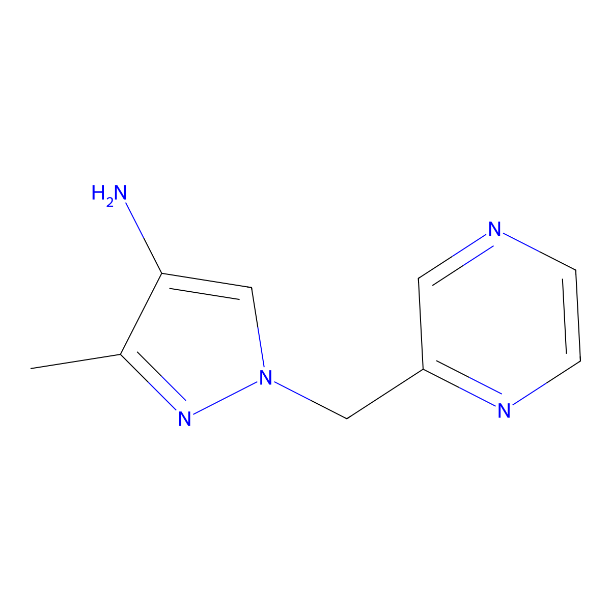 3-Methyl-1-(pyrazin-2-ylmethyl)-1h-pyrazol-4-amine molecular structure, CAS 1393101-57-9