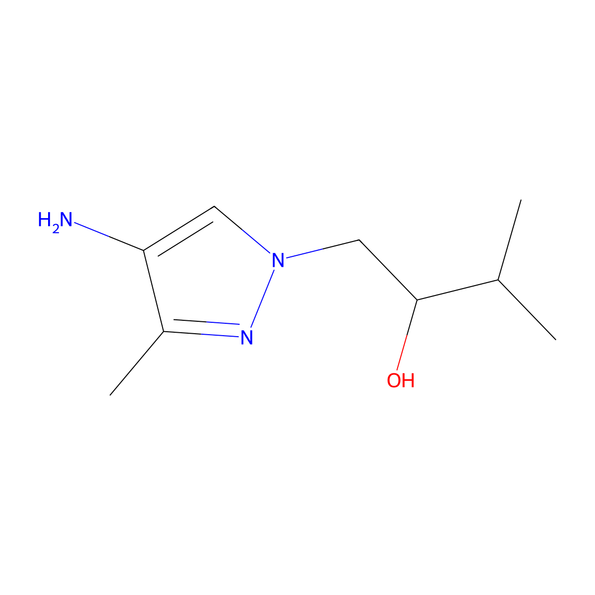 1-(4-Amino-3-methyl-1h-pyrazol-1-yl)-3-methylbutan-2-ol molecular structure, CAS 1393101-60-4