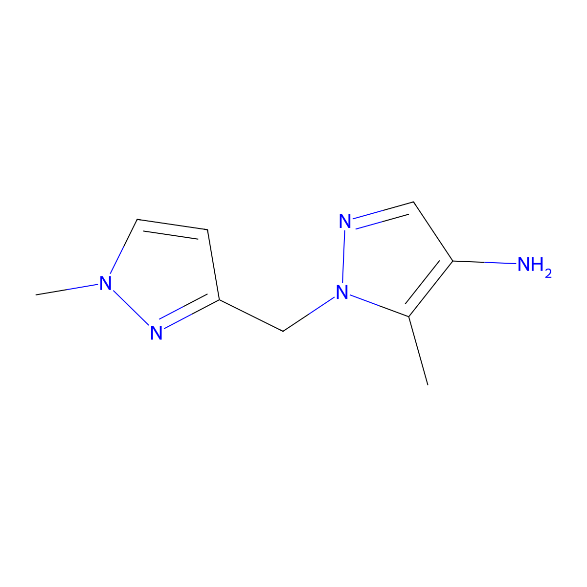 5-Methyl-1-((1-methyl-1h-pyrazol-3-yl)methyl)-1h-pyrazol-4-amine molecular structure, CAS 1393101-66-0
