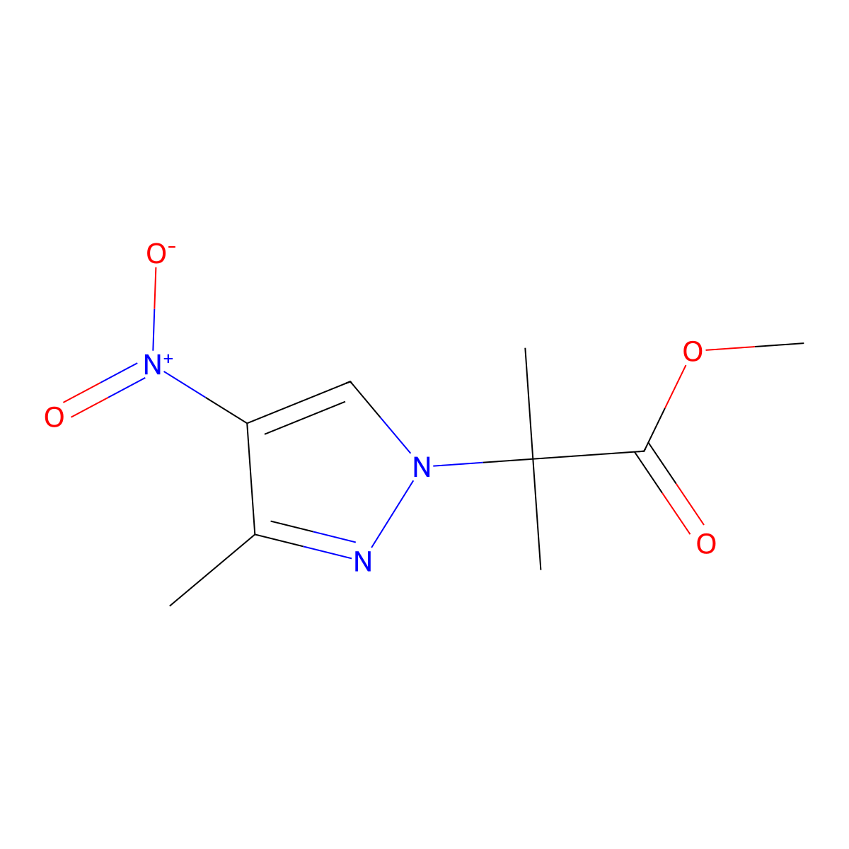 Methyl 2-methyl-2-(3-methyl-4-nitro-1H-pyrazol-1-YL)propanoate molecular structure, CAS 1393102-03-8