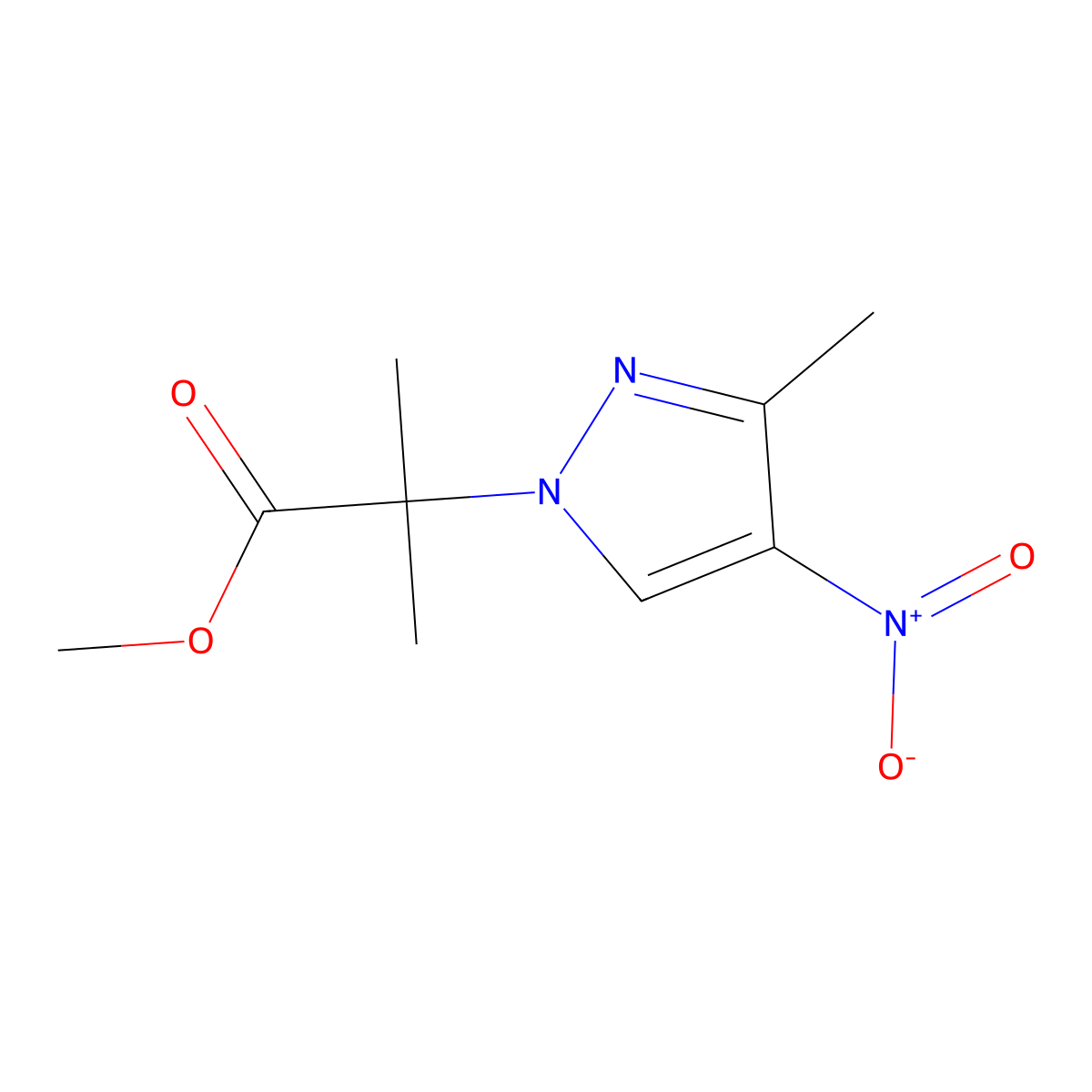 Methyl 2-methyl-2-(3-methyl-4-nitro-1H-pyrazol-1-YL)propanoate molecular structure, CAS 1393102-03-8