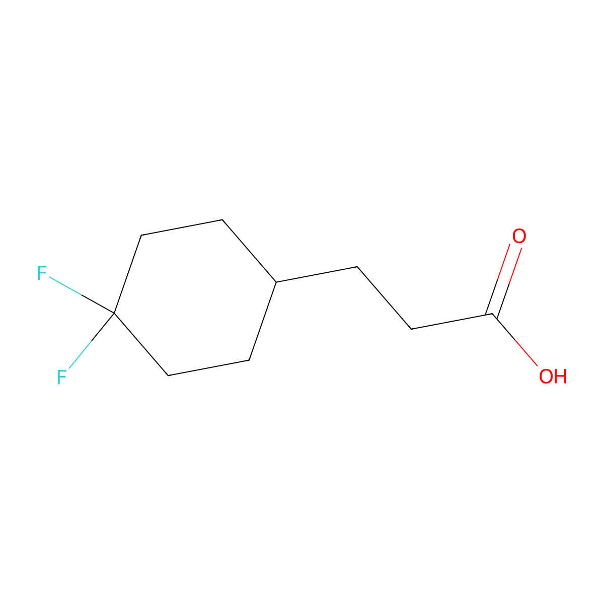3-(4,4-Difluorocyclohexyl)propanoic acid molecular structure, CAS 1393105-30-0