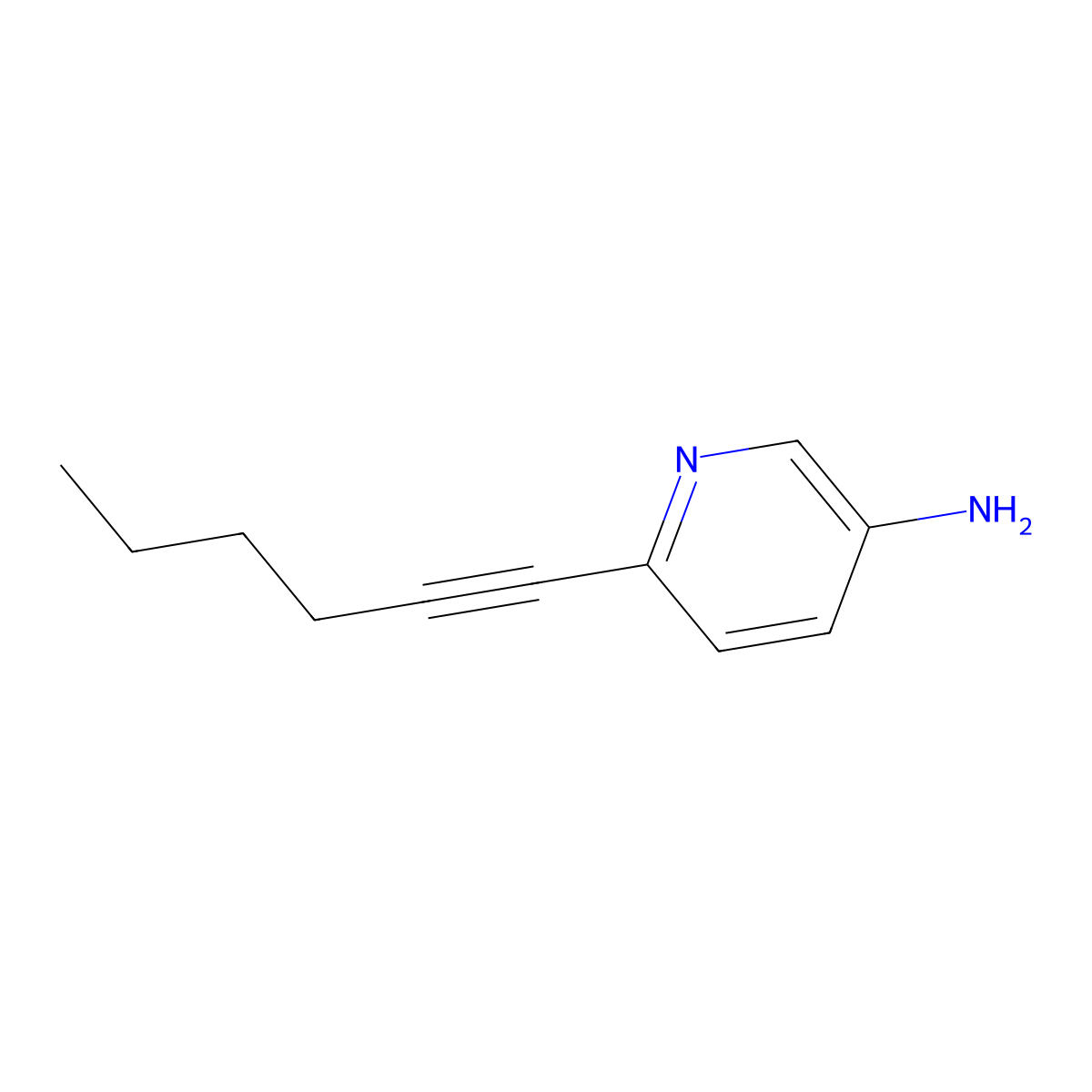 3-Amino-6-(hex-1-ynyl)-pyridine molecular structure, CAS 1393108-05-8