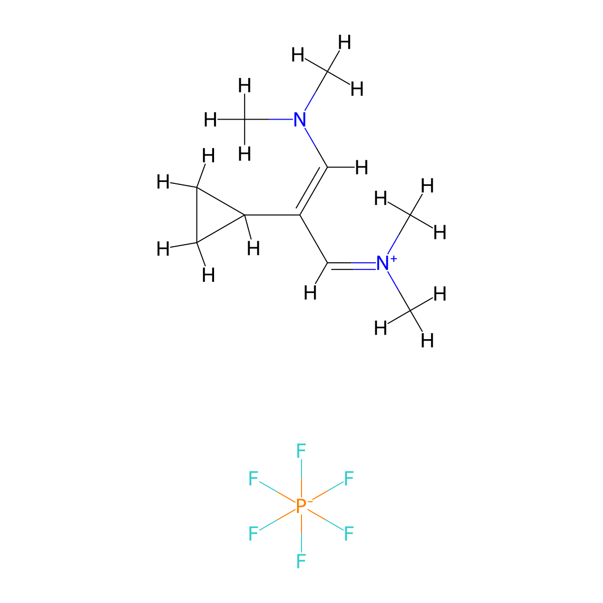 (E)-N-(2-Cyclopropyl-3-(dimethylamino)allylidene)-N-methylmethanaminium hexafluorophosphate(V) molecular structure, CAS 1393126-02-7